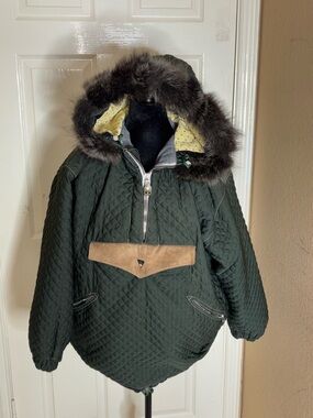 PostCard Madonna Di Campiglio Quilted Puffer  Fur Hood Coat Women's Large Italy